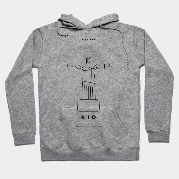 Rio de Janeiro Minimal Black Line Design Hoodie by kursatunsal